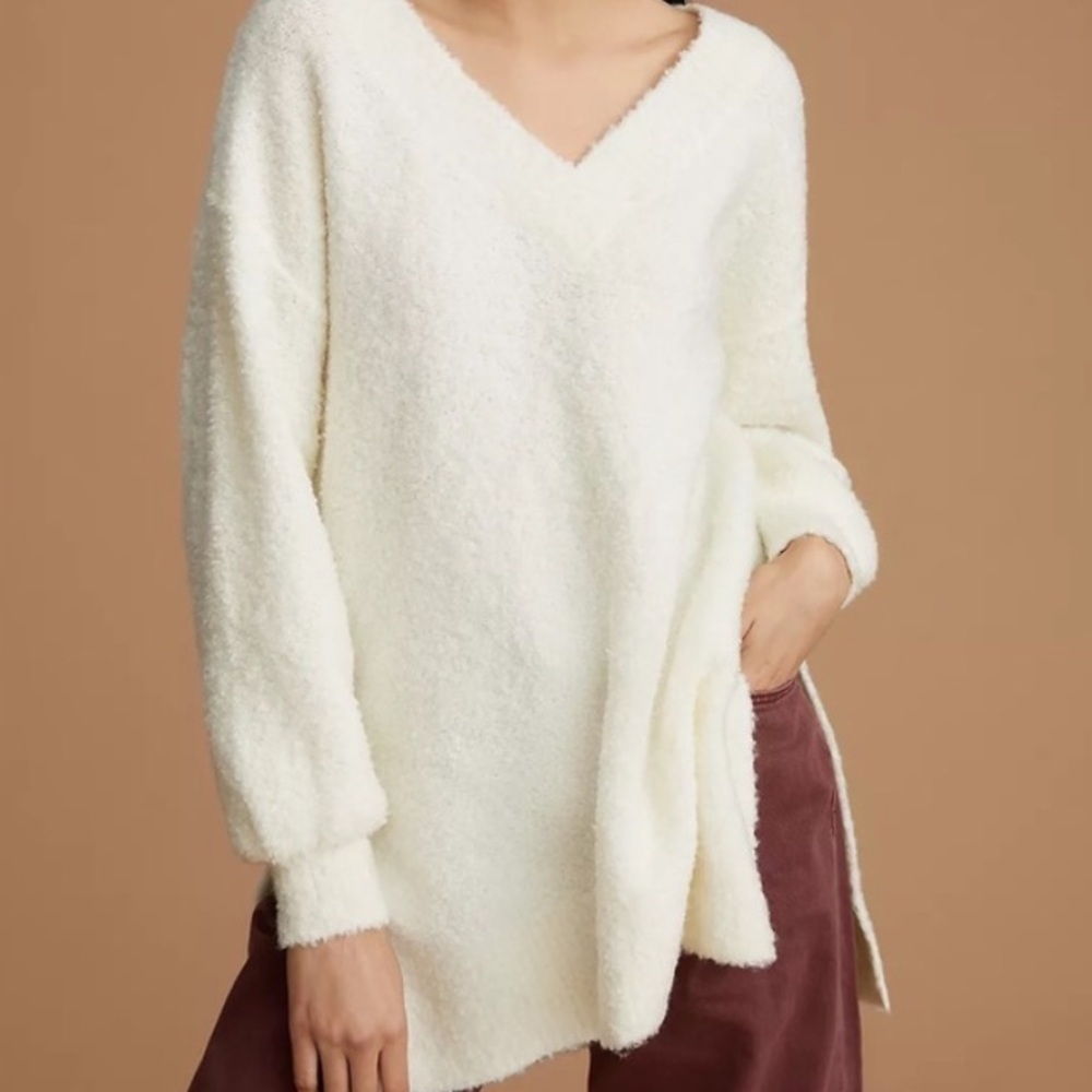 Anthropologie Pilcro Teddy V-Neck Tunic Sweater Size Medium